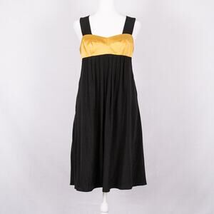 Amanda Uprichard Babydoll Style Silk Slip Dress Size SMALL Black & Gold Luxury